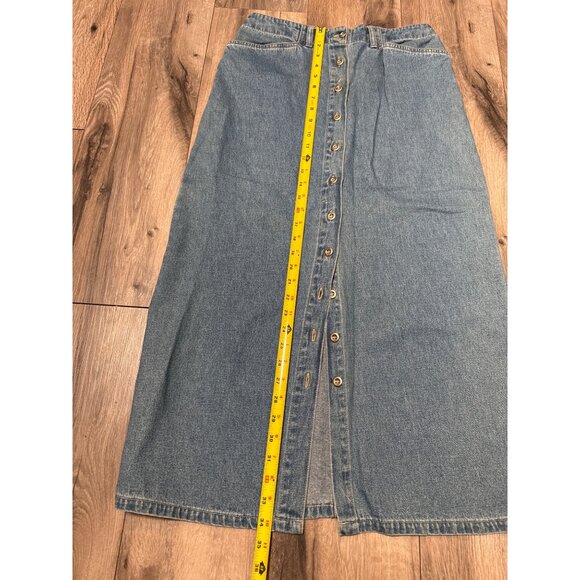 Vtg Club Newport Light Weight Denim Skirt Size 6P Cotton Midi Length Button-Fron - Picture 4 of 6